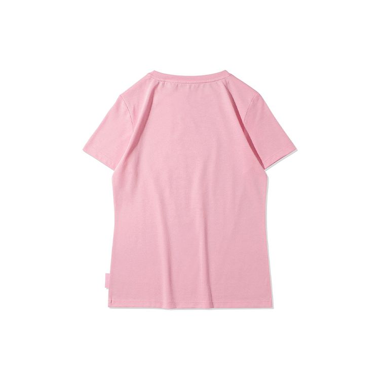 Li Ning X Line Friends Collaboration Sports Fashion Series Cartoon Fun Print Round Neck Short Sleeve T-Shirt Women Tops Fengxian-Pink AHSR808-2