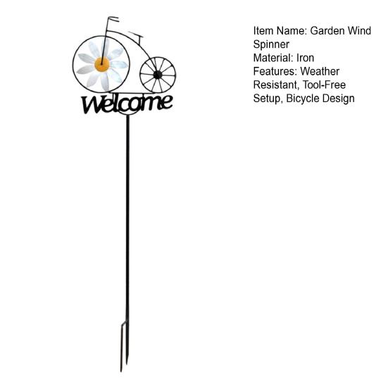 Daisy Bicycle Wind Spinner 47" Tall Bicycle Kinetic Wind Sculpture Garden Stake Welcome Sign for Outdoor Patio Lawn Backyard Decoration