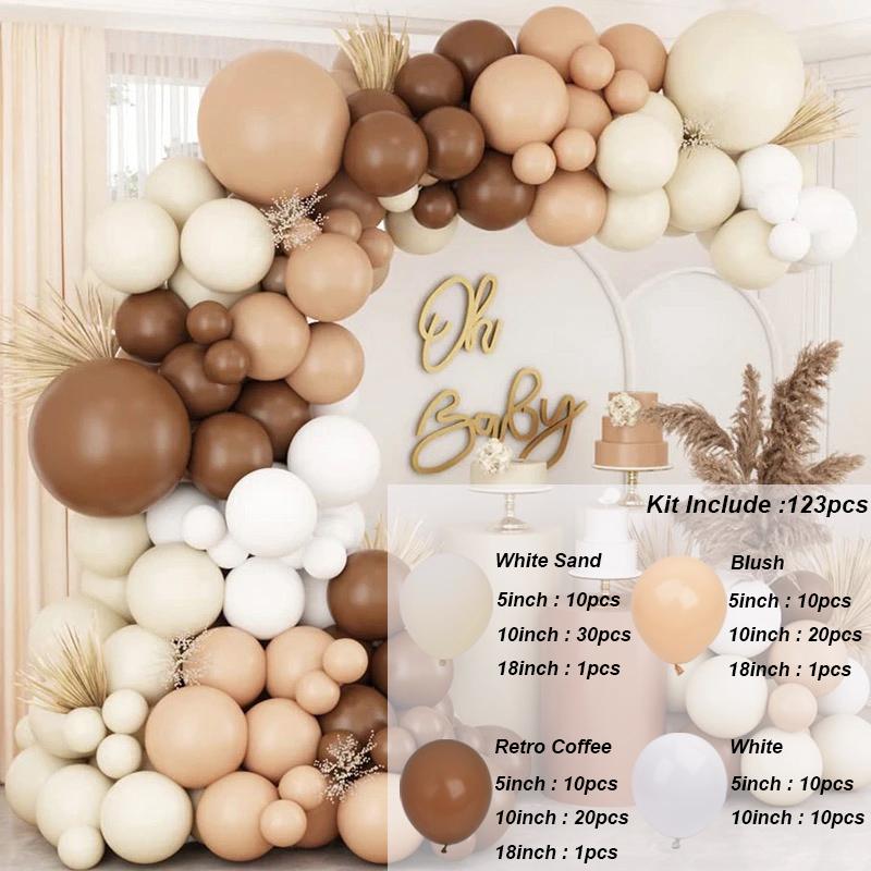 Coffee Brown Beige Balloon Garland Arch Kit Baby Shower Rustic Wedding Decoration Engagement Boy Girl Birthday Party Supplies Baptism Christenin