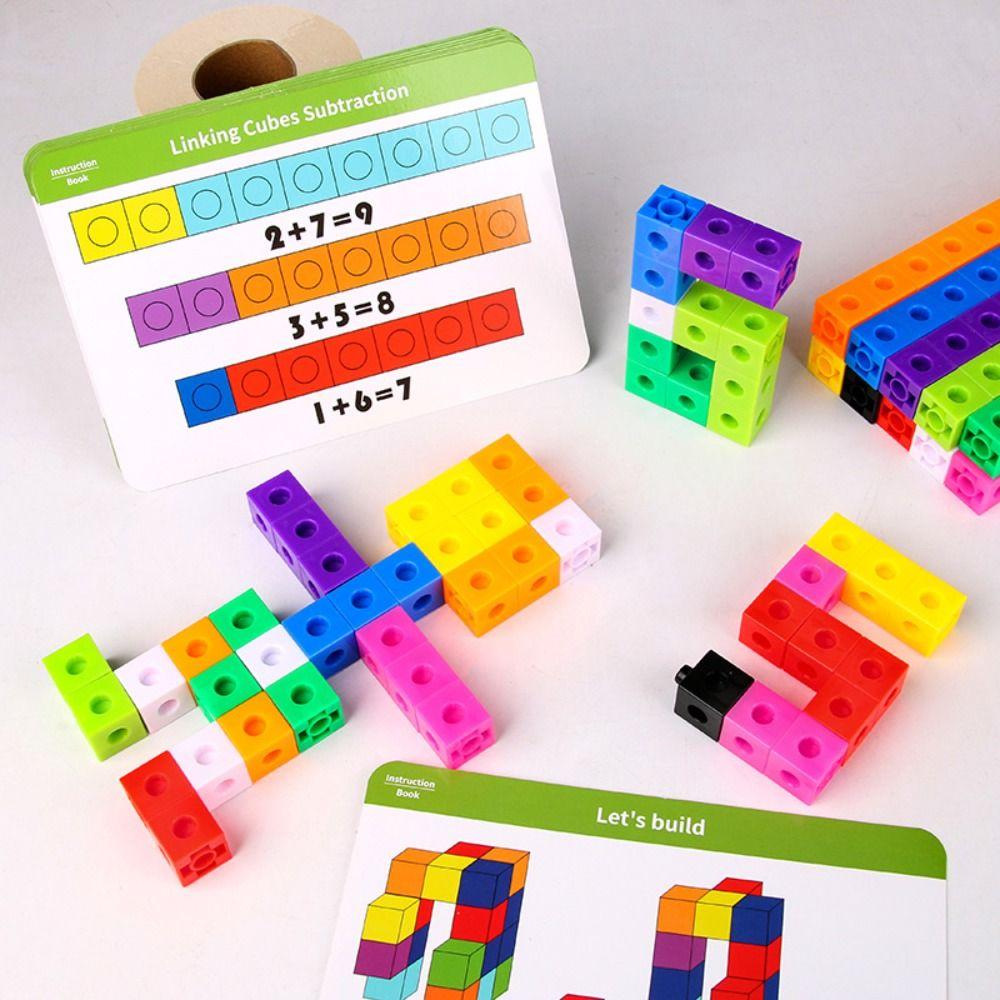 Montessori Cube Puzzle Building Blocks Multilink Counting Stacked DIY Building Blocks Cube Toys Portable Model