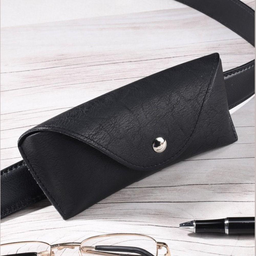 

Black Reading Glasses Leather Sunglasses Box Belt Wearable Belt Cases Storage Box