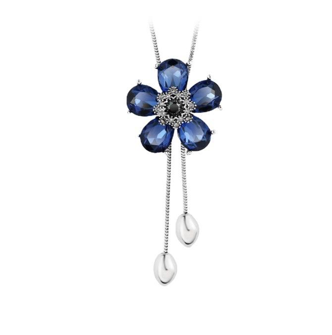 Legierung Pulloverkette Damen Halskette Accessoires Trendig Vielseitig Quasten Kette Blume Anhänger Schmuck