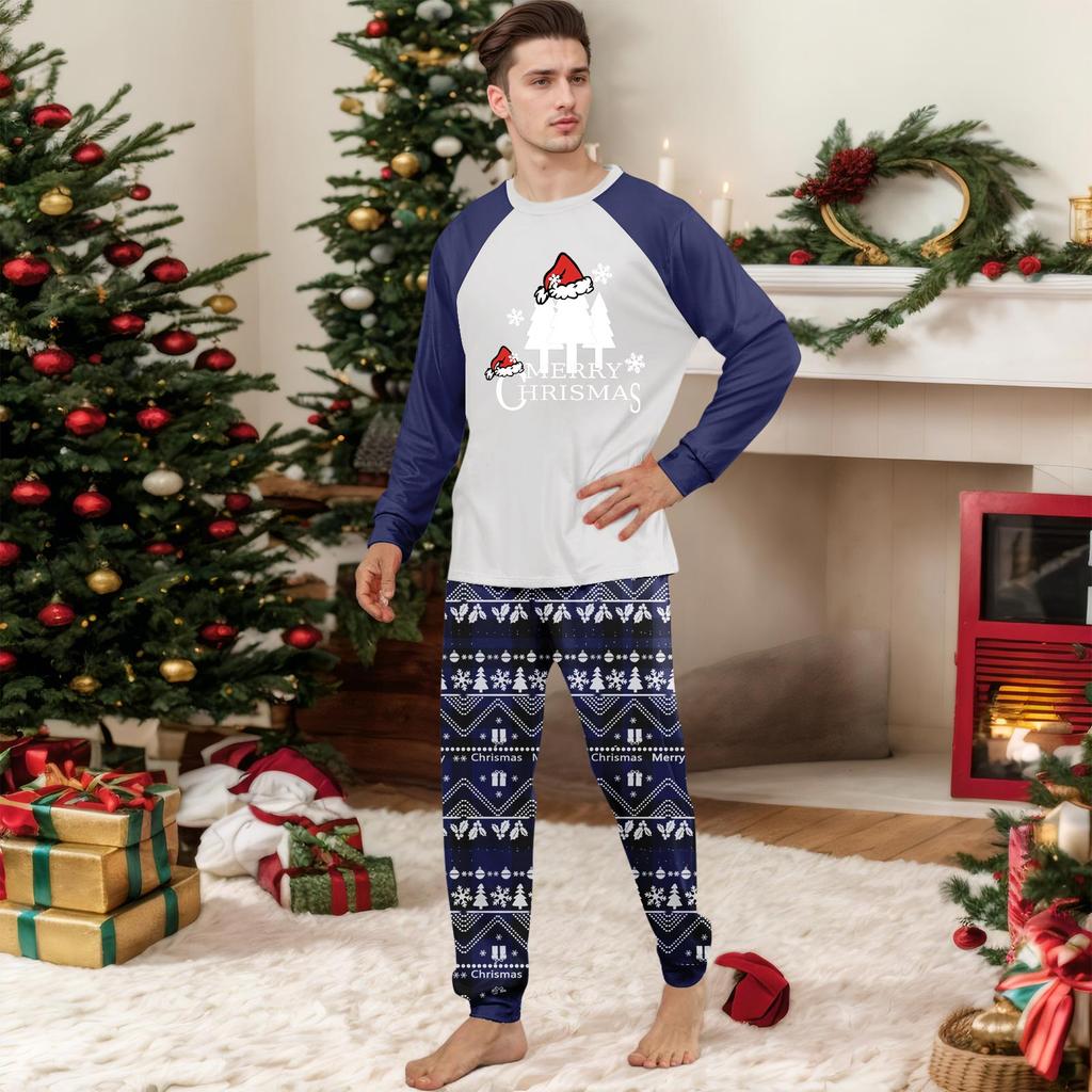 Print Cute Family Set Pajamas, Home Clothes, Family Set Long Sleeve Top Pants Set