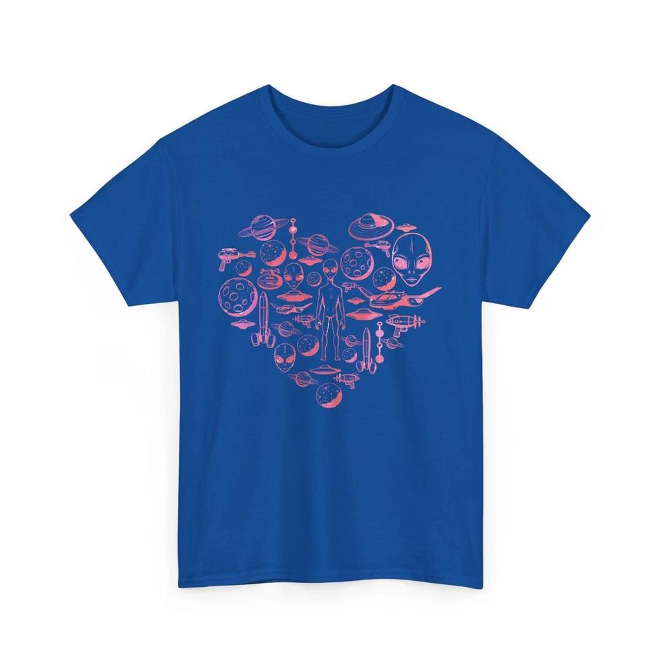 UFO Lover T-Shirt | Alien Graphic Tee | Cool Sci-Fi Gift Shirt | Alien Heart tee 4 S