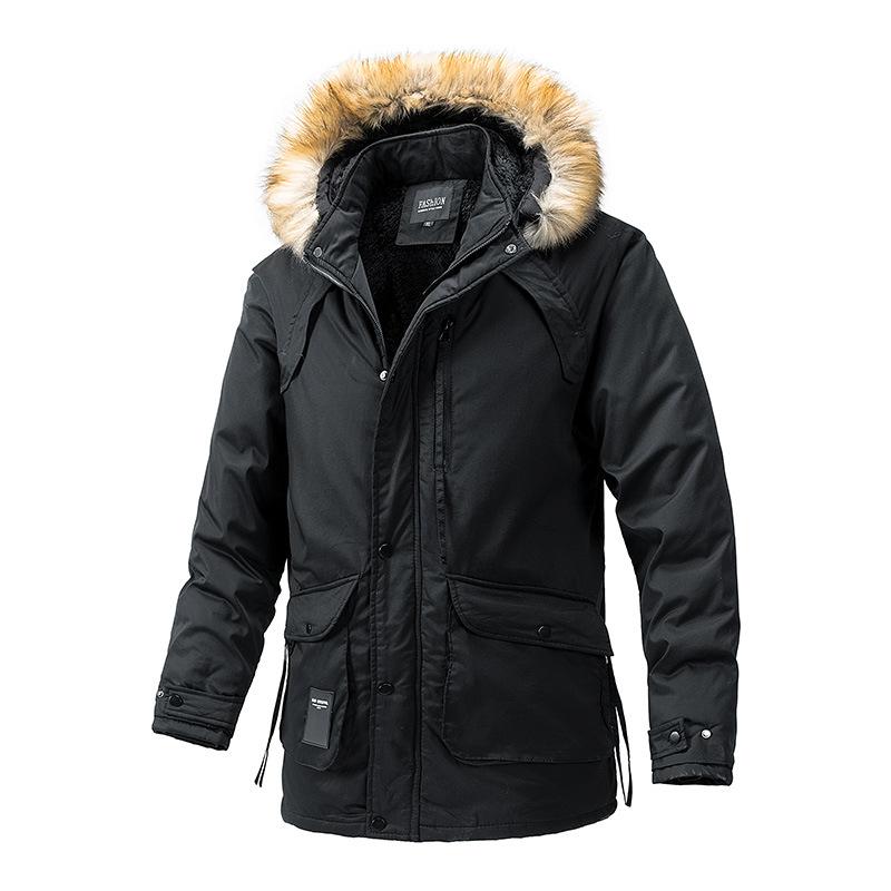 2026 New Winter Men Long Coat Military Fur Hood Warm Tactical Bomber Army Korean Thick Multi Pockets Overcoat Male Warm Parka