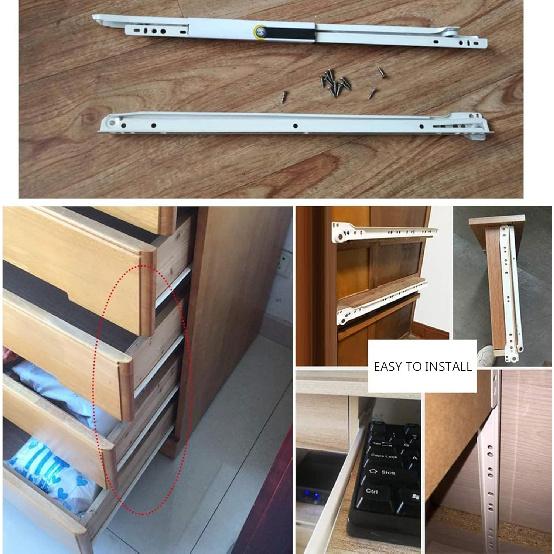 

Металлические направляющие для деревянных ящиков, 4 шт. направляющие для кухонных шкафов - телескопическая направляющая - повышенная грузоподъемность 25-50 кг, ремонт ящиков 10inch(250mm) белый