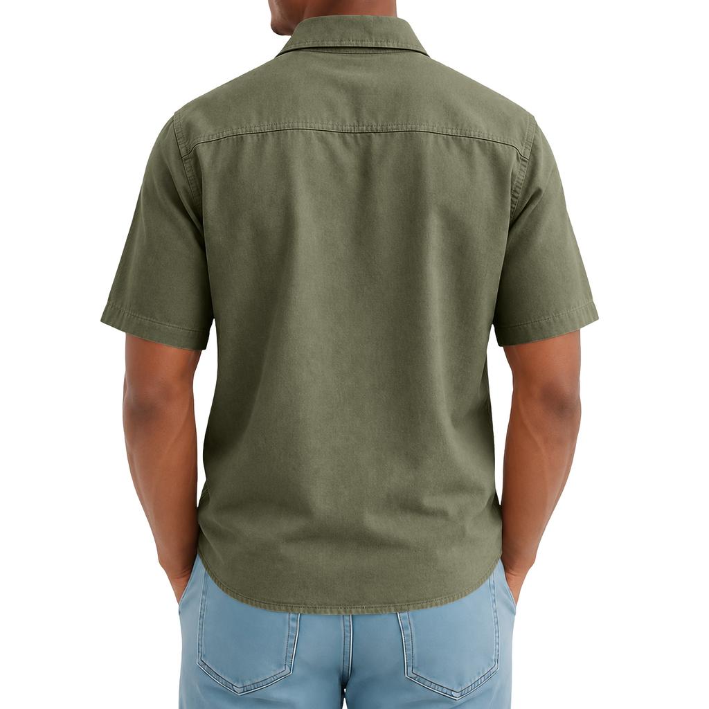 Men's Cotton Short Sleeve Work Shirt Casual Utility