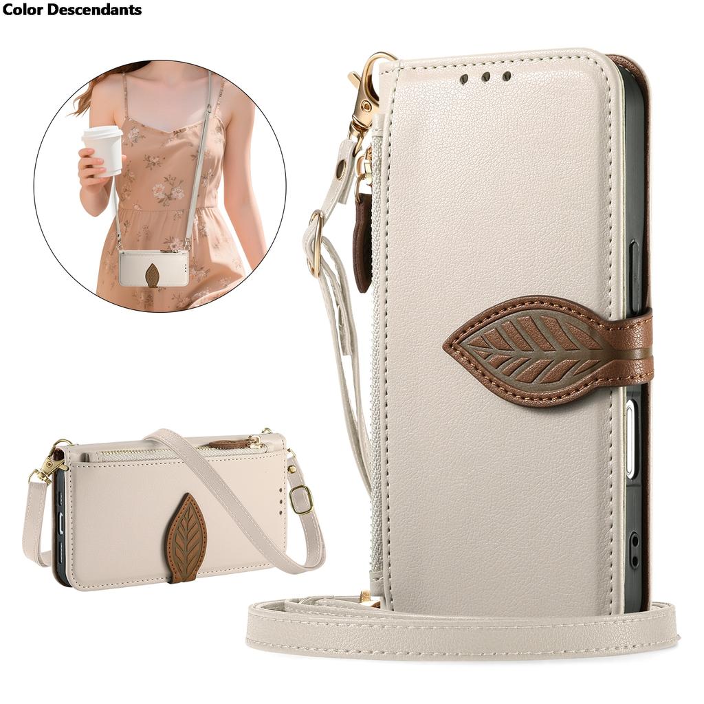 Zipper Wrist Strap Leather Wallet with Card Slot Phone Case for IPhone 17 Air 16 16E 15 14 13 12 Pro Max Plus Protective Cover