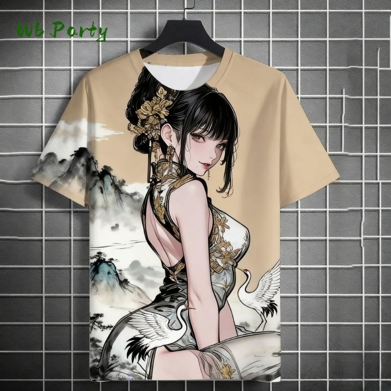 Manga Girl Print T-Shirt Japanese 3D Print Top Personality Anime