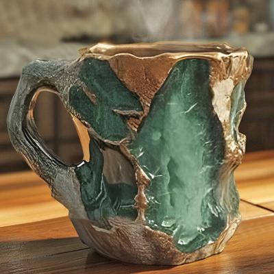 Taza de café de cristal sintético mineral de 11 oz Taza de agua mineral de cristal sintético Diseño único Taza para beber con retención de calor para el hogar y la oficina