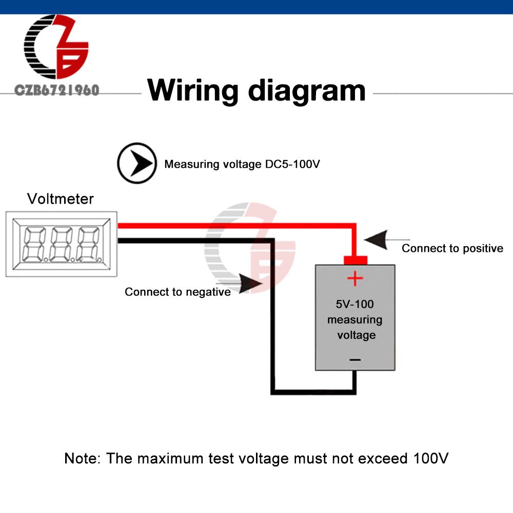 AC DC 50-500V LED Digital Display Circular Voltmeter 2 Wire DC Digital Voltmeter 12V Head Display Reverse Connection Protection