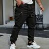Men's Cargo Pants Elastic Waistband with Drawstring Multi Pockets Casual Streetwear Jogger Pants