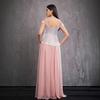 Summer European and American women's sleeveless one-word shoulder dress V-neck sequined celebrity temperament chiffon splicing evening dress