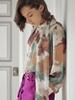 M.GRAF Watercolor Print Chiffon Scarf Tie Blouse