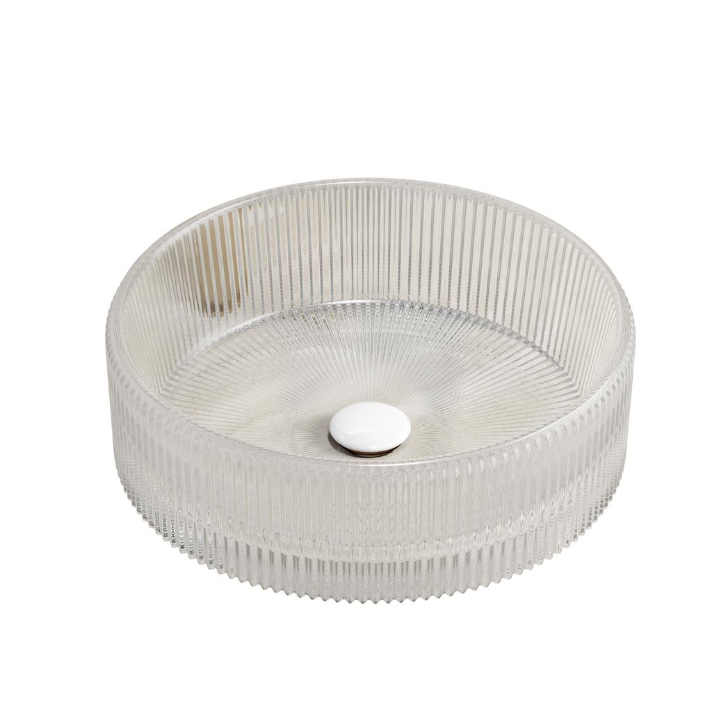 36cm Washbasin, Round Washbasin made of Crystal Glass without Faucet, Transparent