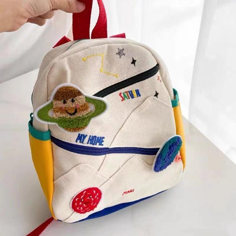 New Planet Backpack Children's Planet Pendant Color Block Backpack Girls Contrast Color Boys and Girls School Bags