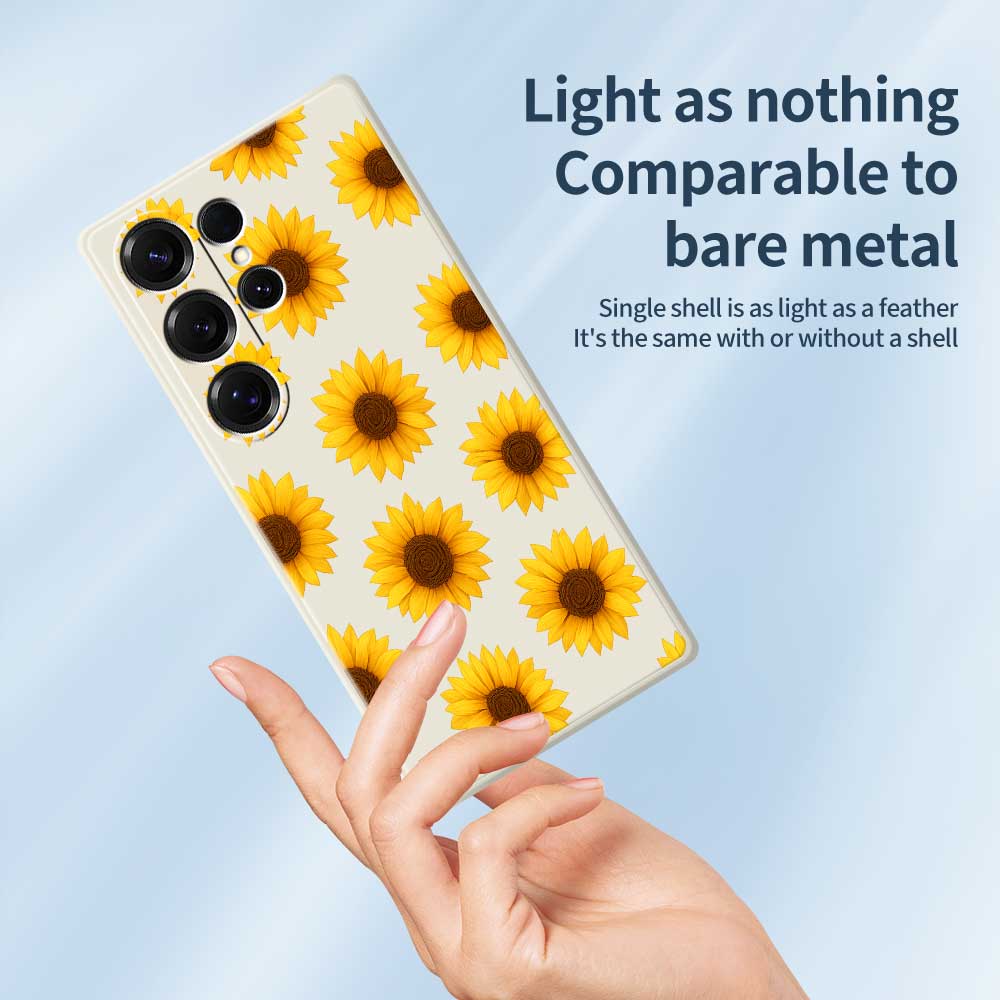For Samsung Galaxy S25 Ultra Case Sunflowers Pattern Printing Straight Edge TPU Phone Back Cover