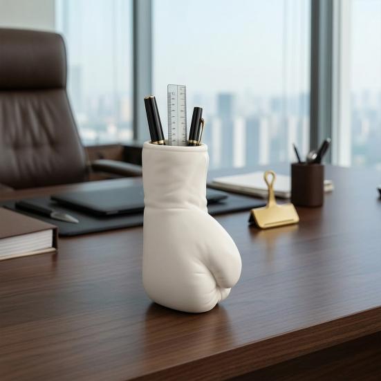 3D-gedruckter Boxhandschuh-Stiftehalter, Mattes Schreibtisch-Organisationssystem mit stabiler Basis, Hohlfach mit großer Kapazität für Stifte, Schreibwaren, Kreative Sport-Dekoration, Geschenk
