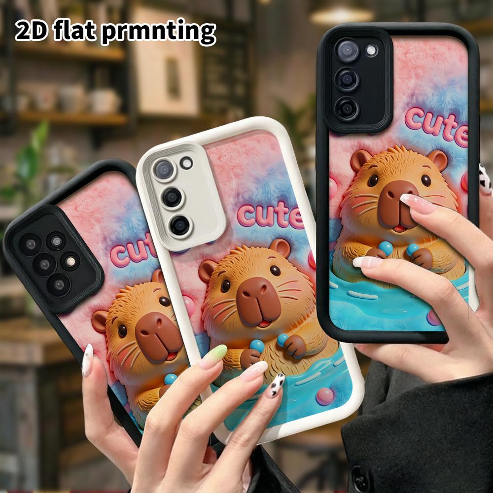 Phone Case: 2D Flat Samsung Galaxy A34 A35 M05 M06 S20 S22 S21 FE Plus 5G Layered Protective Case, Capybara In Bath, Christmas and Halloween Gifts