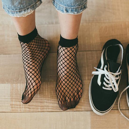 1 Pair Net Socks Hollow Non-slip Elastic Women Ankle Fishnet Socks for Dancing