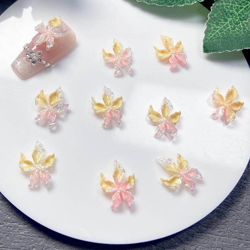 20pcs Mixed Nail Art Resin Little Colorful Flower Nail Charm Design Luminous Charms Rhinestones Diy Craft For Nail 3d Decoration