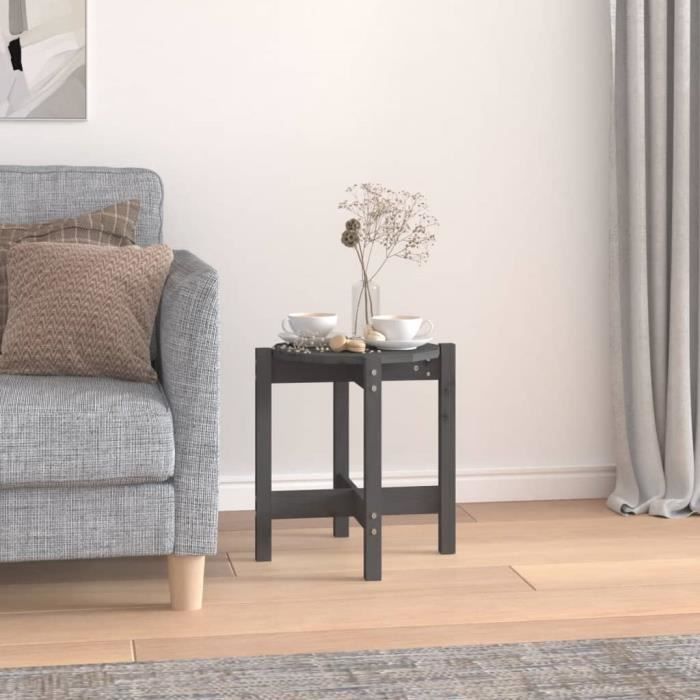 VidaXL Coffee Table Grey Ø 42.5x45 Cm Solid Pine Wood 822314