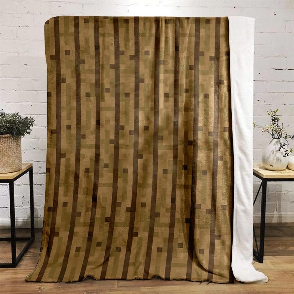 Pixelated Vertical Wooden Planks with a Staggered Striping Pattern. for All Seasons Blanket Lunch Break Throw Gift