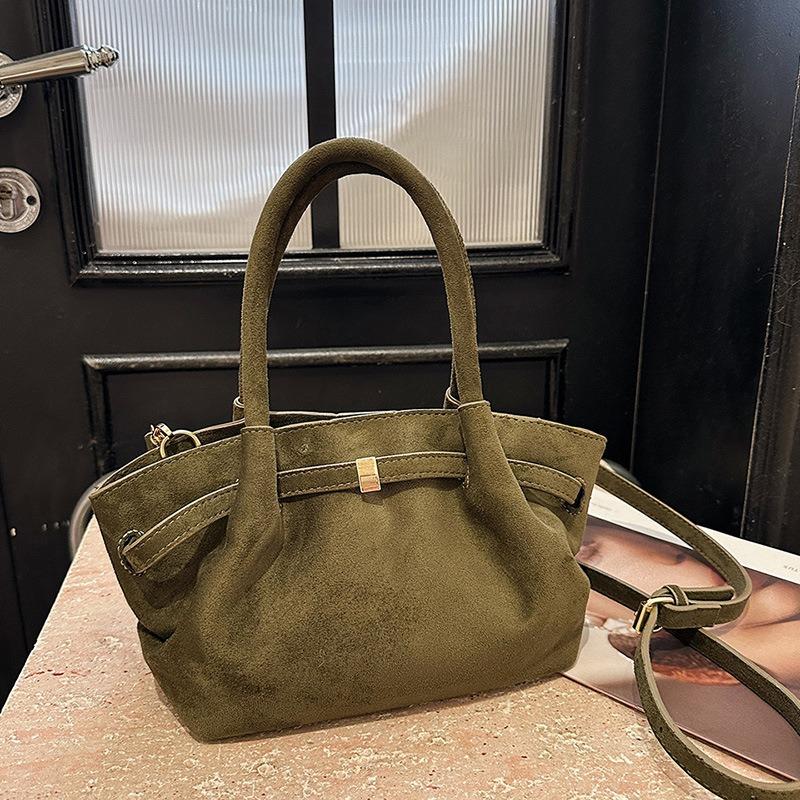 Niche design suede portable tote bag trendy retro wing bag pleated large capacity underarm shoulder bag