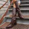 Fashion 2025 Women Knee-High Boots Elegant Street Style Pointed Toe Chunky High Heel Zipper Long Booties Party Shoes
