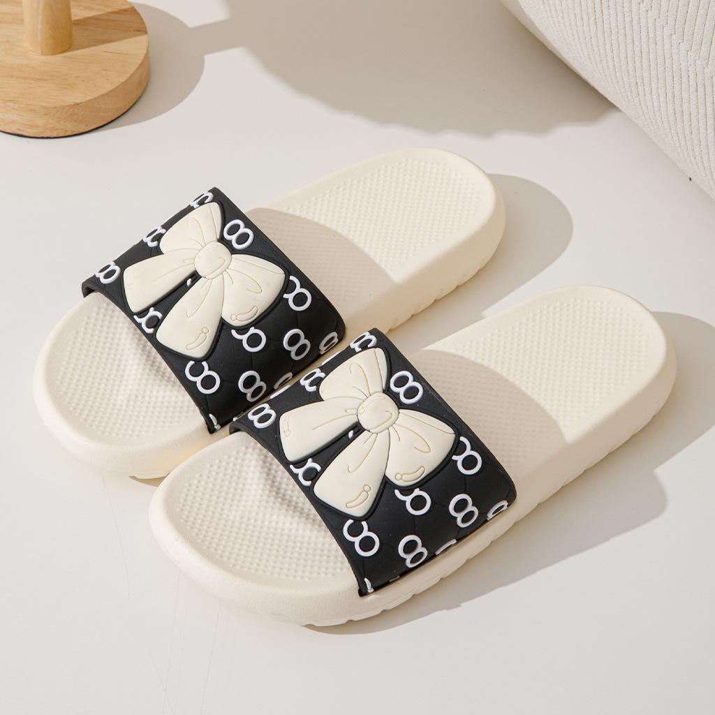 2025 New Fashionable Women's Bow Cool Slippers Can Be Worn Outside Non-slip Lightweight Men's Bathroom Slippers