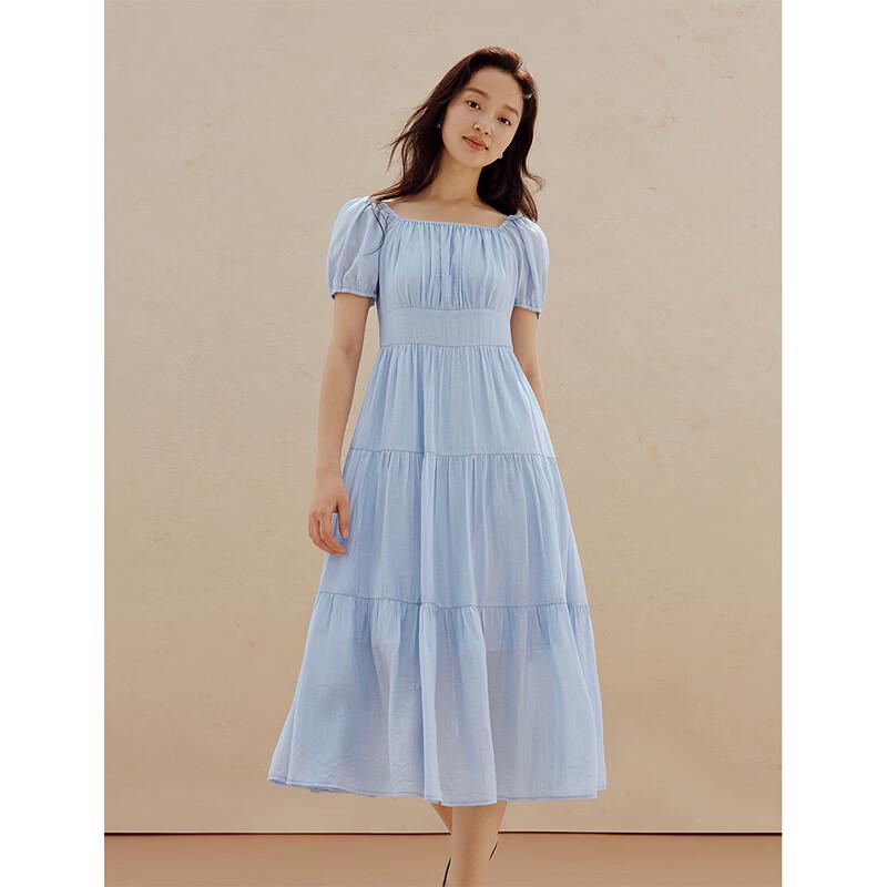 INMAN French Square Collar Midi Dress