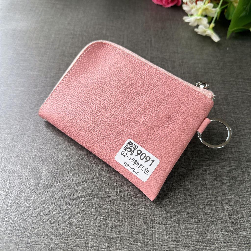 Wielofunkcyjny portfel na monety i wizytownik ze skóry bydlęcej z kółkiem na klucze