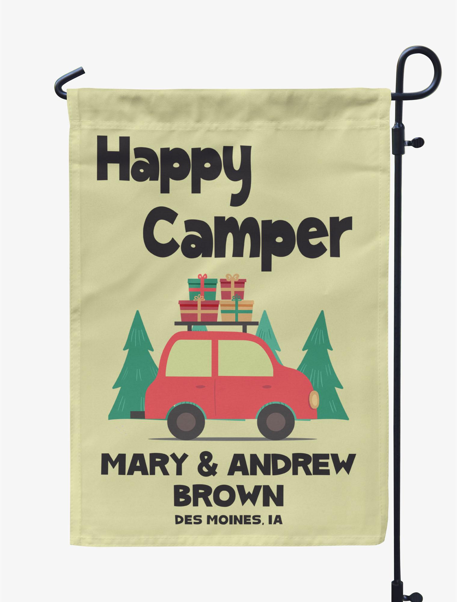

Printtoo Tan Happy Camper Family Camping Car CampingA FlagA Custom Personalized CampingA FlagsA For Campers Double Sided 12.5 x 18 Inches дубильная кора