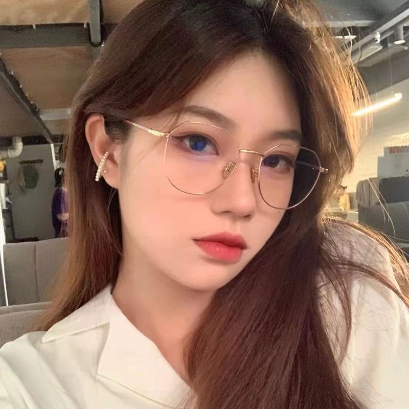 Student Myopia Glasses Women'S Anti-Blue Flat Glasses Lenses High-Value Glasses Frames
