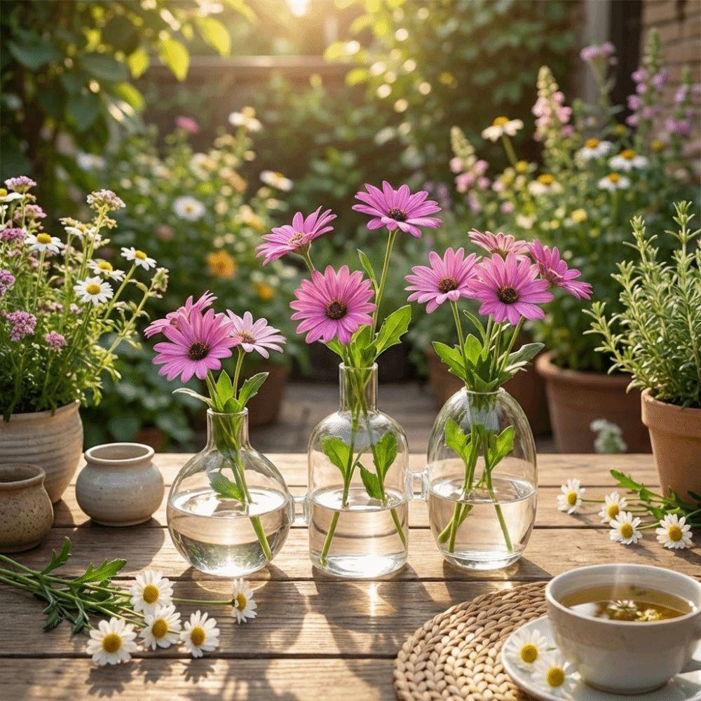 Transparent Glass Vase Triple Connected Flower Holder Plant Terrarium Minimalist Floral Bottle Tabletop Plant Vase