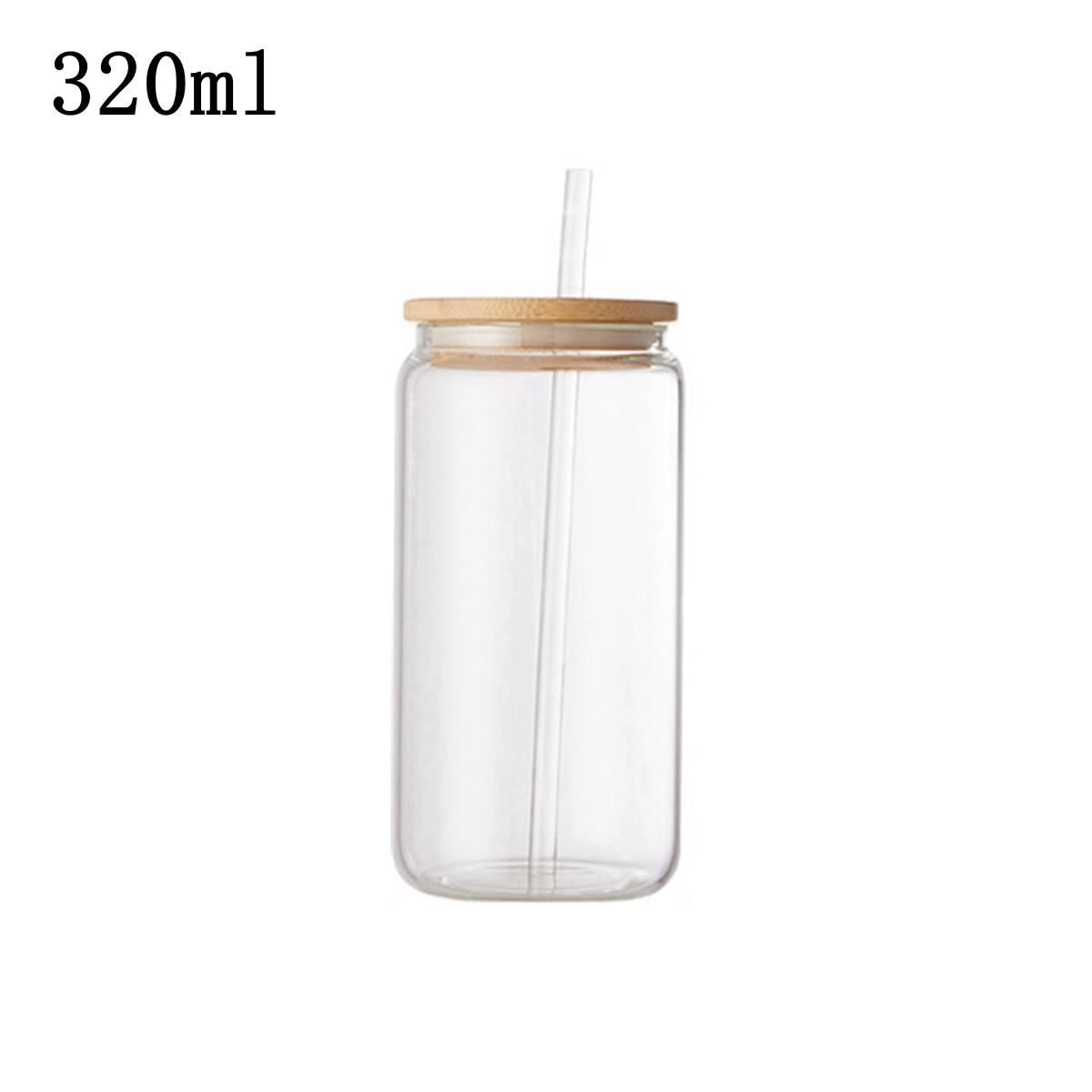 

12/16 унций многоразовый стакан с деревянной крышкой и стеклянными трубочками для питья колы, стакан для молока, кофе, сока, пива, колы, стакан с трубочкой