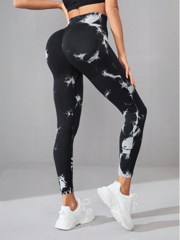 Schnelltrocknende, nahtlose Yogahose mit Batikmuster – Hüfthebende und elastische Fitnesshose