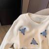 White Flower Embroidered Pullover Sweater Women's Autumn and Winter New Temperament Versatile Soft Waxy Sweet