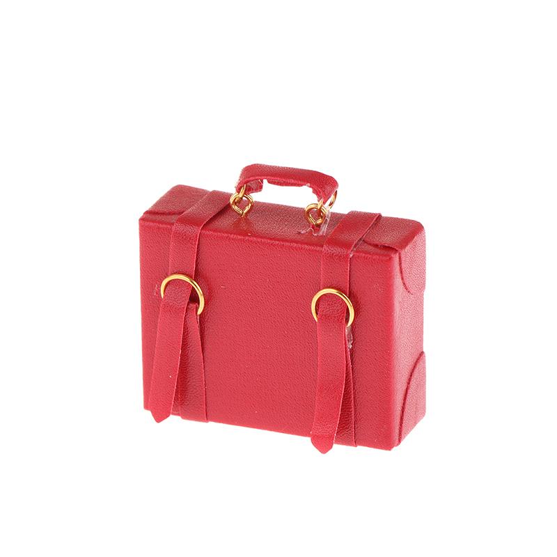 1:12 Dollhouse Miniature Leather Luggage Trunk Suitcase Vintage Hand Bag Briefcase Home Model Decor Toy Doll House Accessories