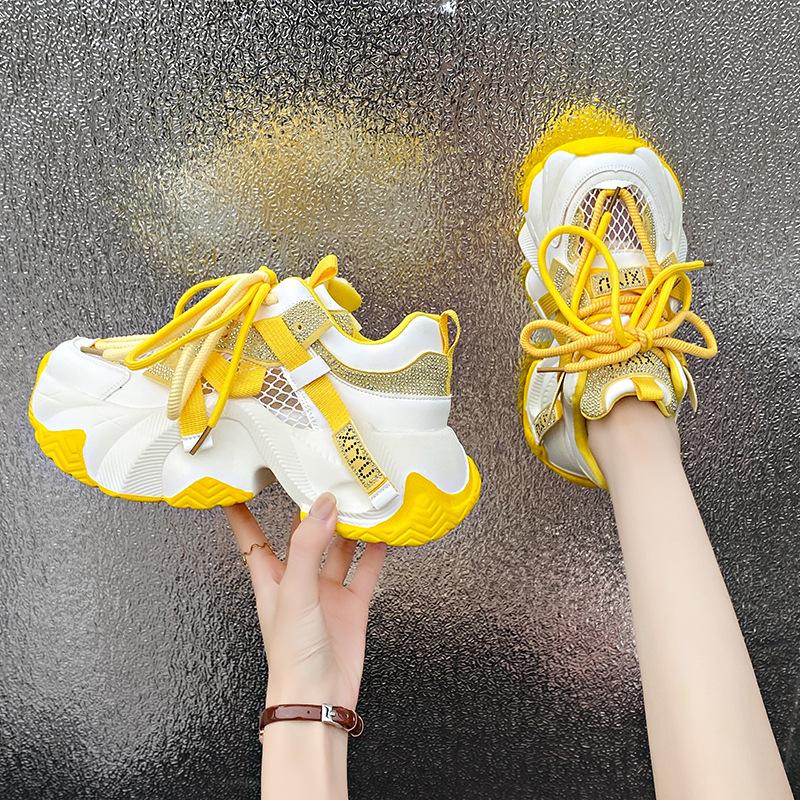 Large size women's shoes 41-43 wide fat feet European fan mesh muffin dad shoes women's summer platform casual couple moving shoes