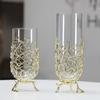 Modern Gold Metal Glass Vase for Dining Table or TV Cabinet