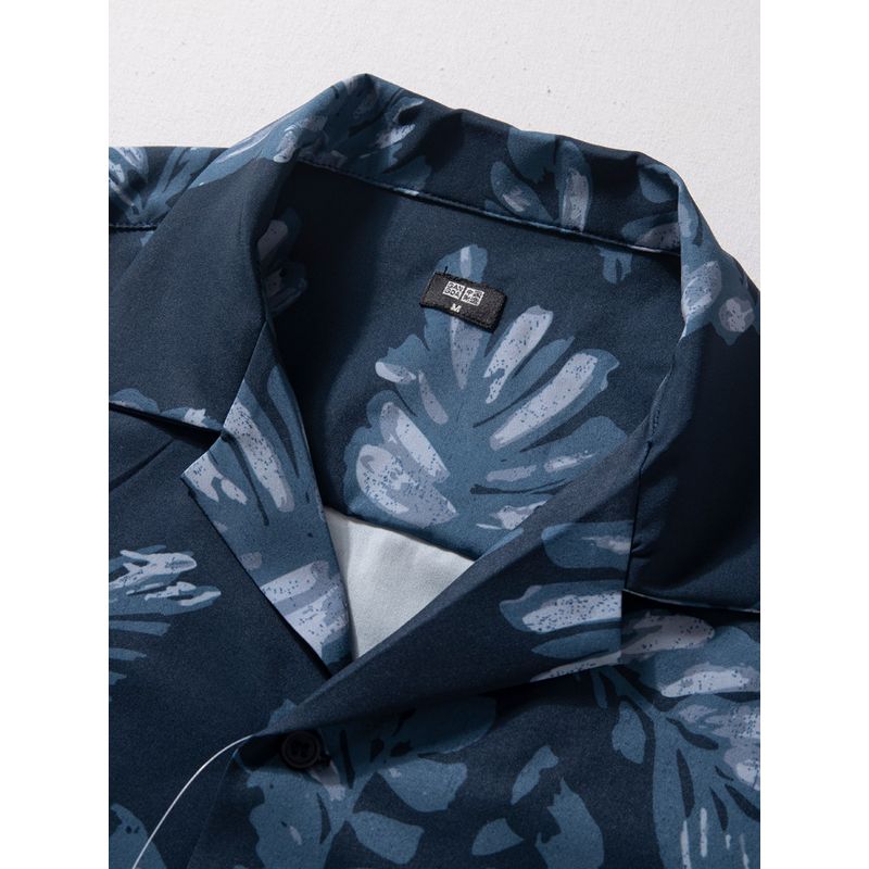 Short-Sleeved Men's Summer Lightweight, Breathable, Sun-Protective Beachwear, Cool Resort-Style Cuban Collar Half-Sleeved Floral Shirt