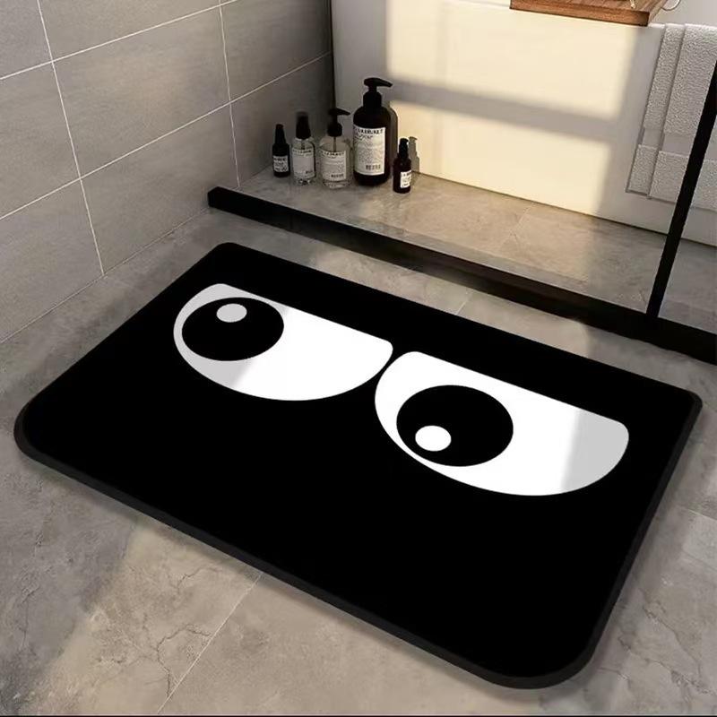 Black Soot Ball Diatomaceous Earth Anti-Slip Bathroom Mat - Absorbent, Quick-Drying, Wear & Stain Resistant Foot Pad