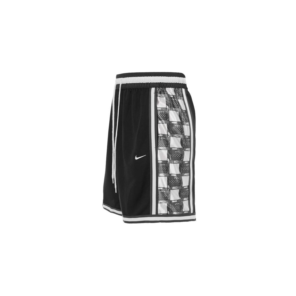 Nike Dri-FIT Pattern Print Basketball Shorts with Drawstring Men Bottoms Black DQ5720-010