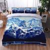 King Size Bedding Set 3D White Snowy Mountain Landscape Duvet Cover Comforter Bedclothes Children Kid Boy Bed Birthday Gift