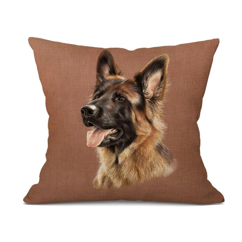Handbemalter Hund Dekokissenbezug Niedlicher Bulldoggen Kissenbezug Kissenhülle Für Dekokissen Für Das Sofa Peach skin 18*18(CM)-1Pcs