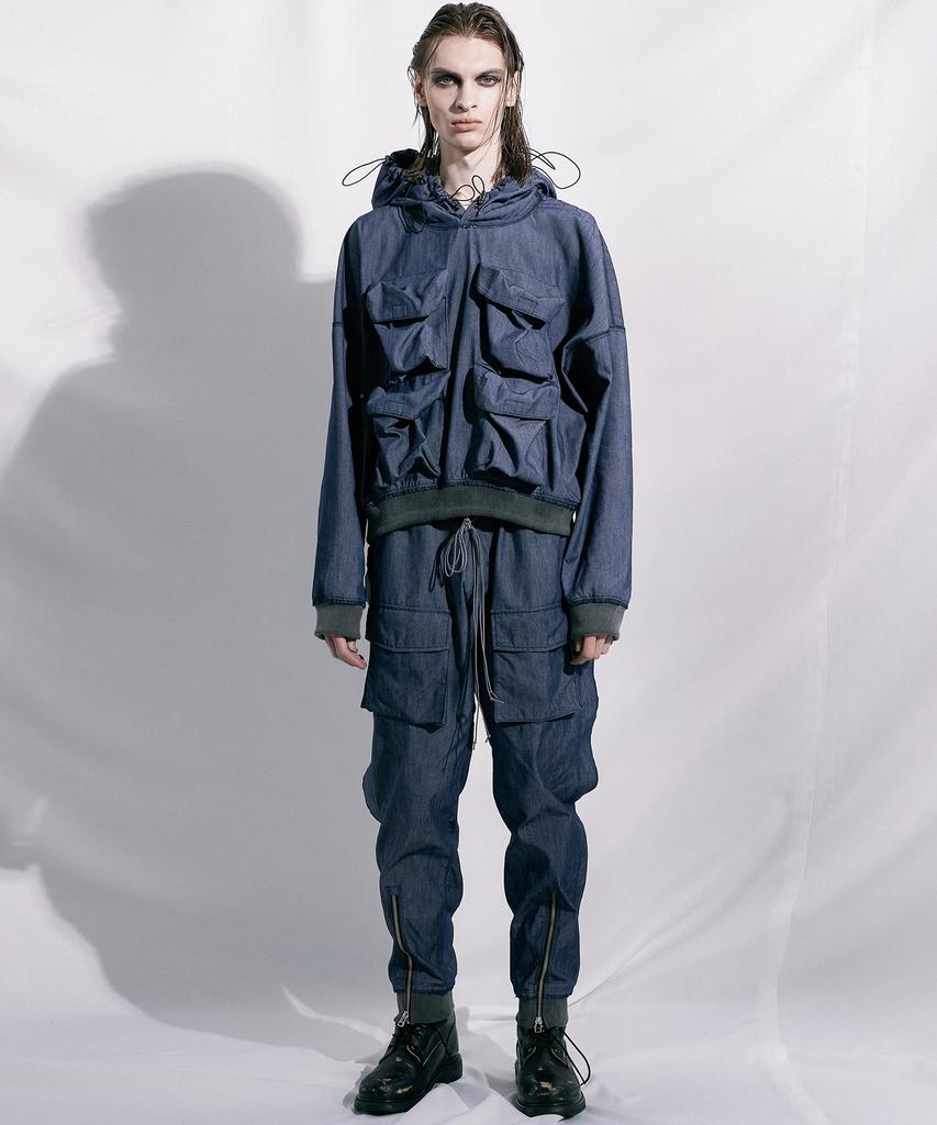 3D Pocket Hoodie Denim