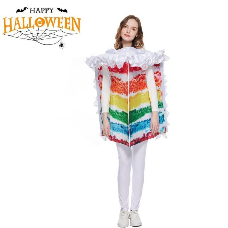 Vibrant Cream Layered Cake Cosplay Costume Unisex Rainbow Themed Outfit For Parties