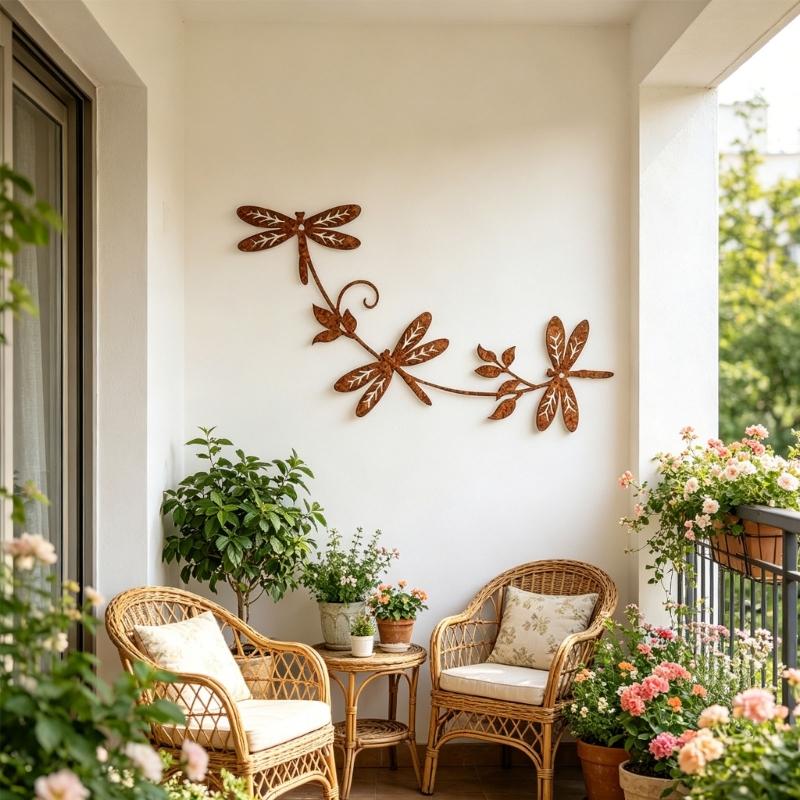 3D Metal Dragonflies Wall Art Hanging Decoration Wrought Iron Wall Hanging Sculpture Garden Homes Party Decoration