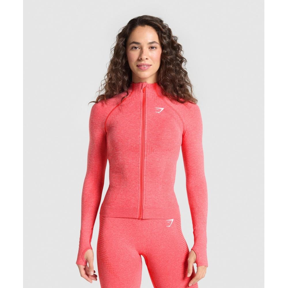 

Gymshark Vital Seamless 2.0 Tight Tracktop Coral Red Marl B9a6k Rb0z XS